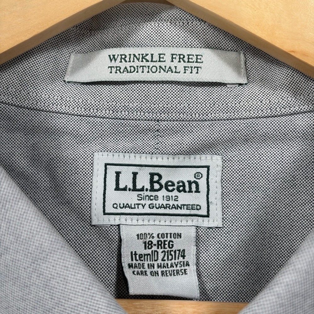 LL Bean Wrinkle Free Short Sleeve Button Down Shirt Men Size 18 Traditional Fit - Picture 3 of 10